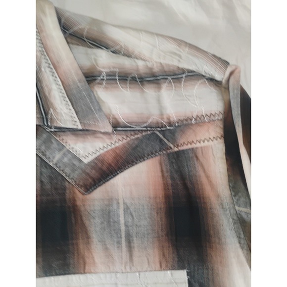 Mens B&D by Panhandle Slim Lg Long Sleeve Pearl Snap Shirt Western Wear Brown - Picture 6 of 13